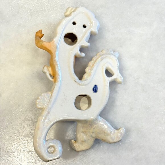 Vintage Lefton Mermaid Riding Seahorse Wall Plaque Figurine Ceramic Rhinestone - Picture 7 of 12